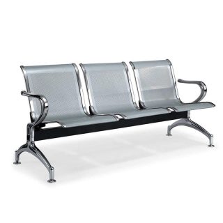 3-Seater metal waiting bench with ergonomic steel design for office, hospital, and reception seating.