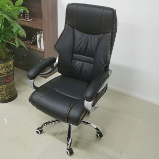 High-back executive office chair black leather