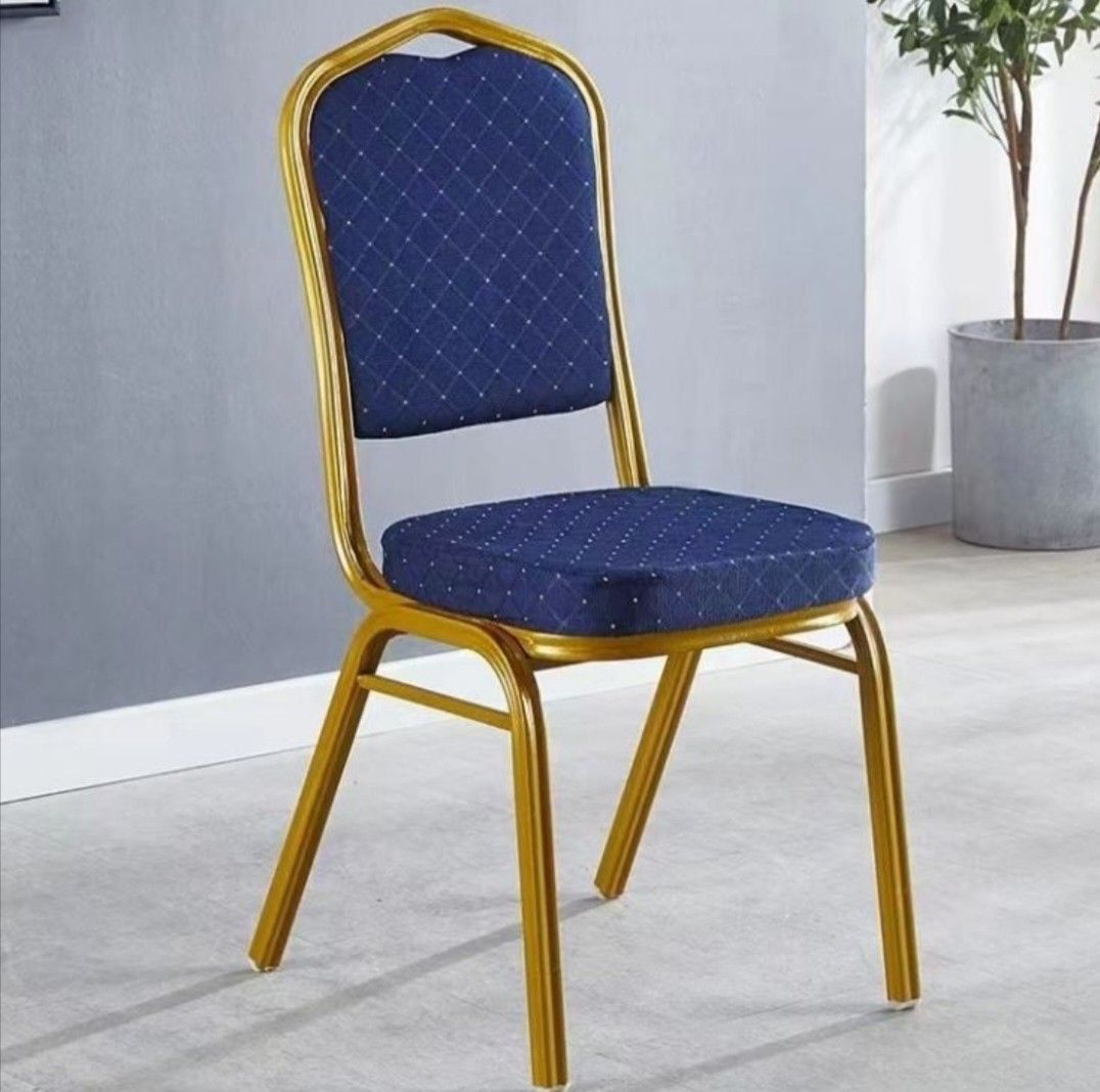 banquet chair with golden steel frame for events and conferences
