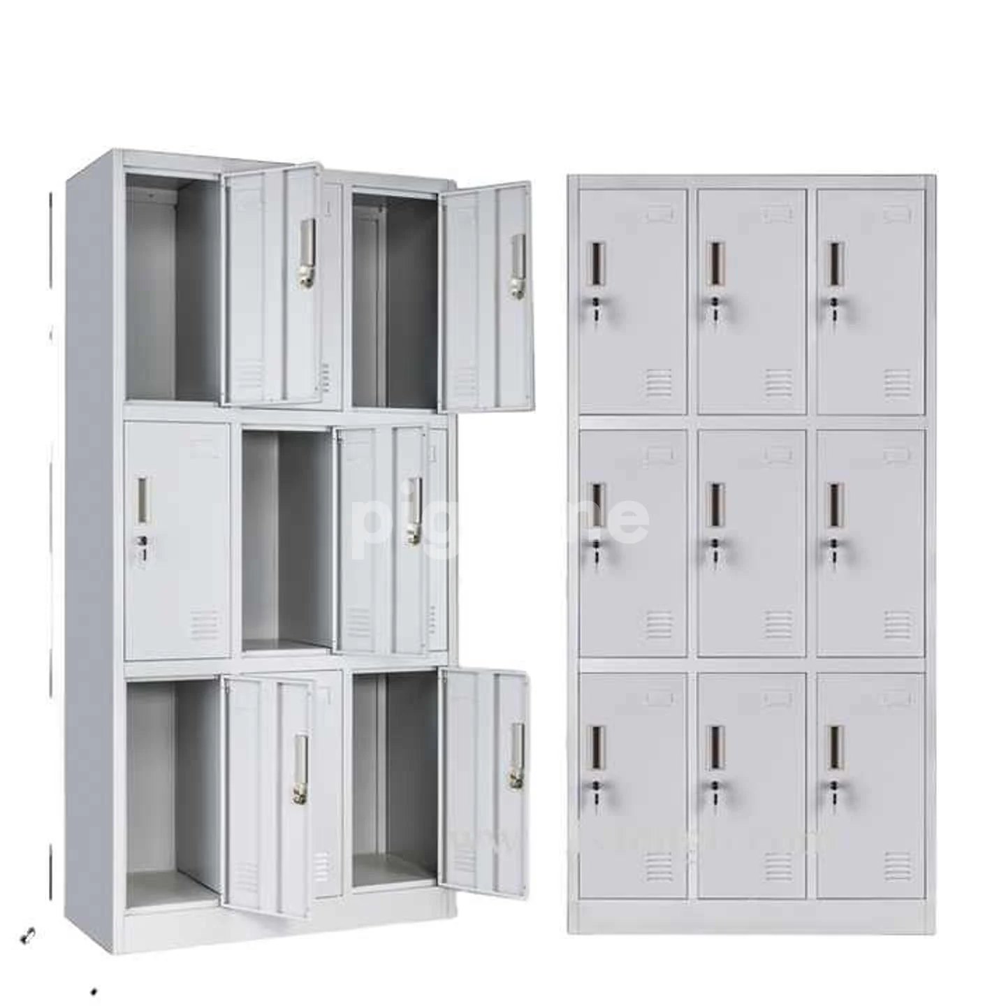 9-door steel office lockers with lockable compartments for secure storage